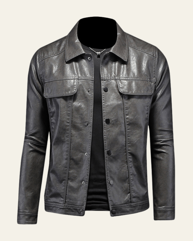 Chaqueta Motera de Piel Sintetica para Hombre