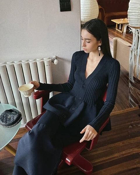 Cárdigan de Mujer de Punto Acanalado con Peplum