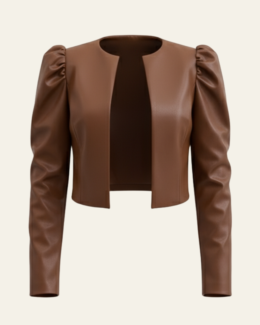 Chaqueta Corta de Cuero Vegano para Mujer