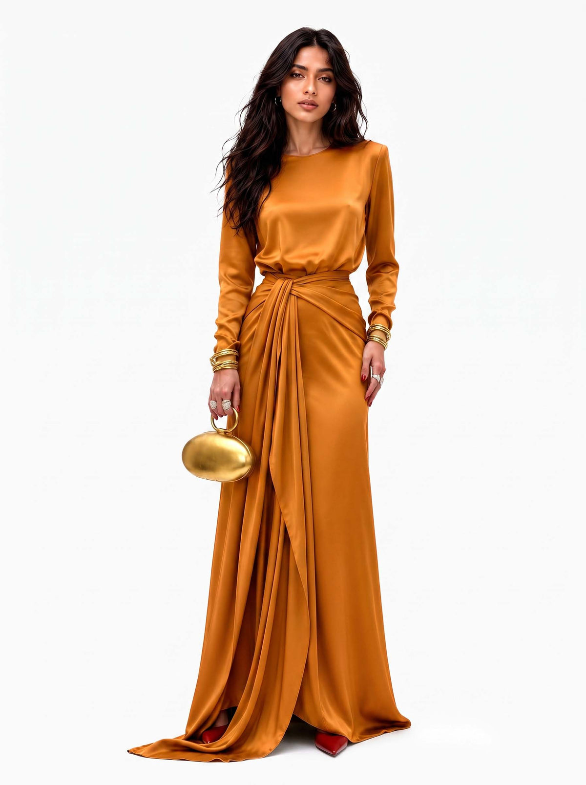 Cassandra | Vestido Largo de Mujer de Satén en Cruz