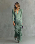 Chiara | Vestido Largo de Mujer con Mangas con Flecos