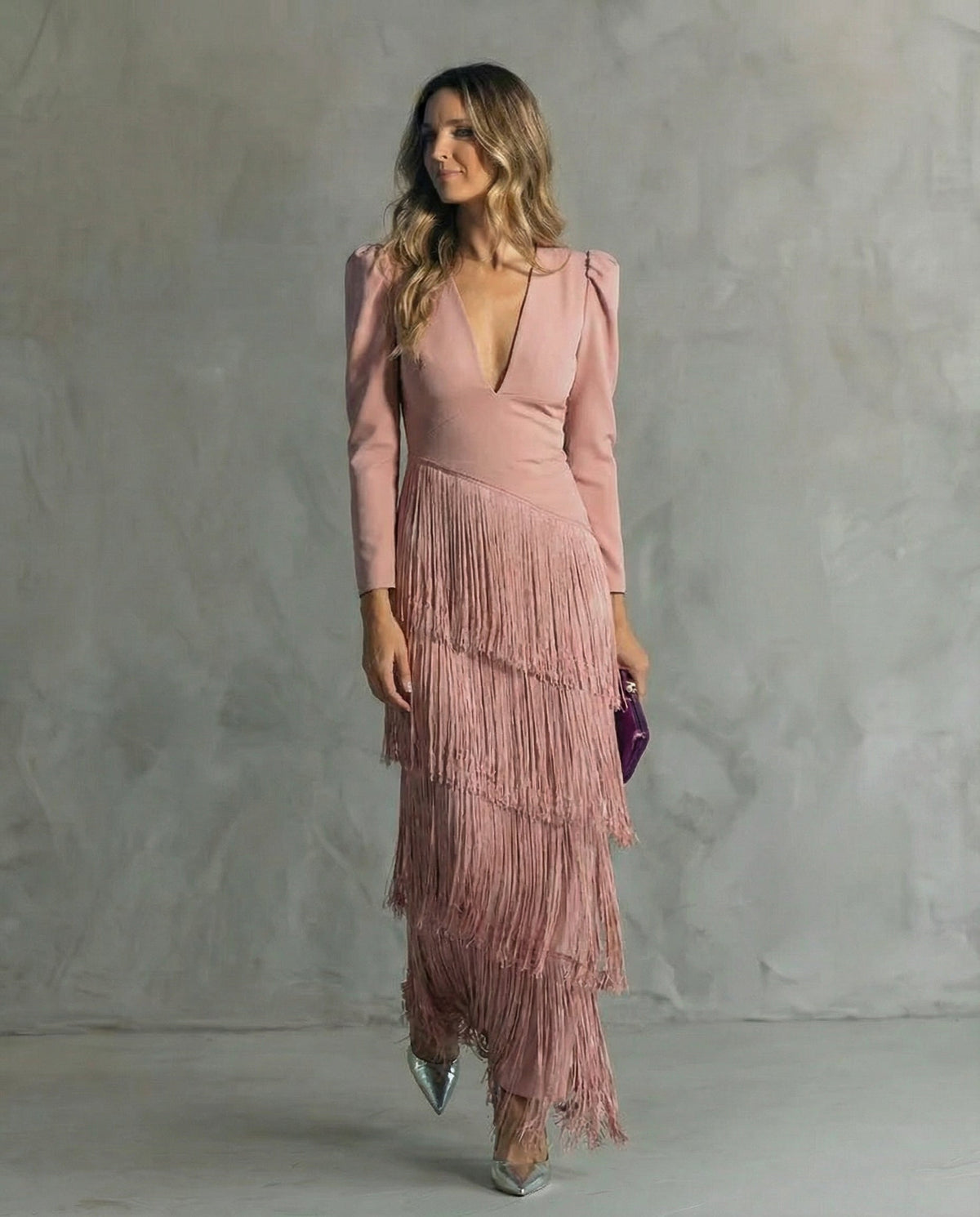 Chiara | Vestido Largo de Mujer con Mangas con Flecos