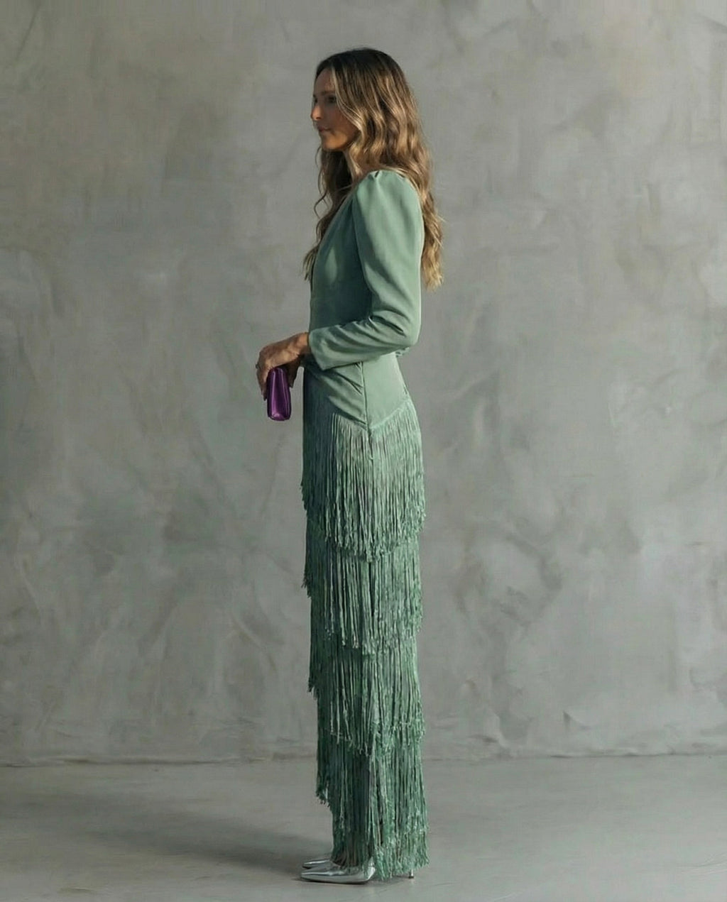 Chiara | Vestido Largo de Mujer con Mangas con Flecos