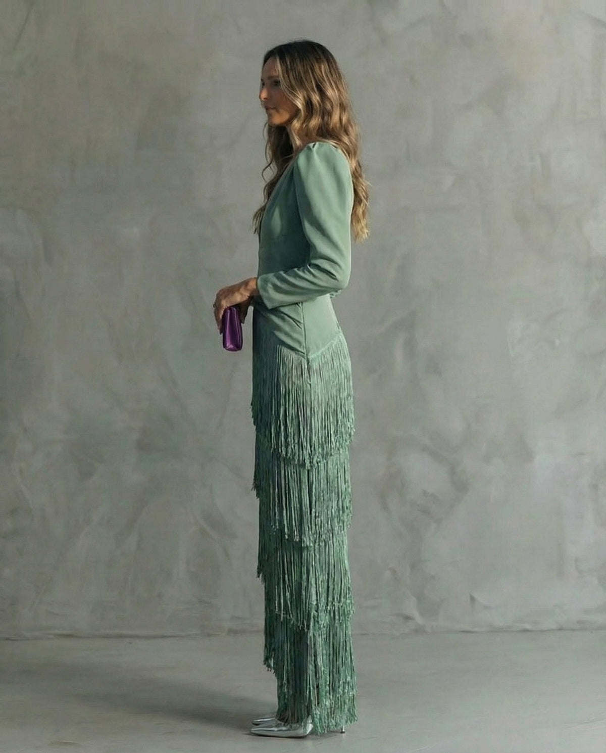 Chiara | Vestido Largo de Mujer con Mangas con Flecos