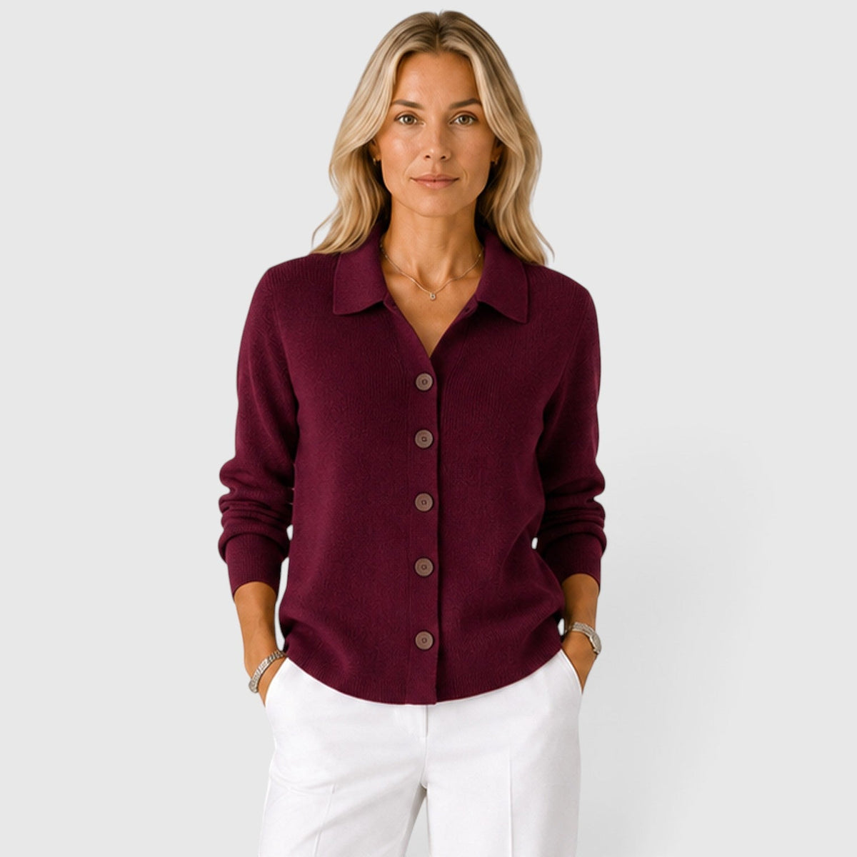 Chaqueta de Punto para Mujer con Cuello
