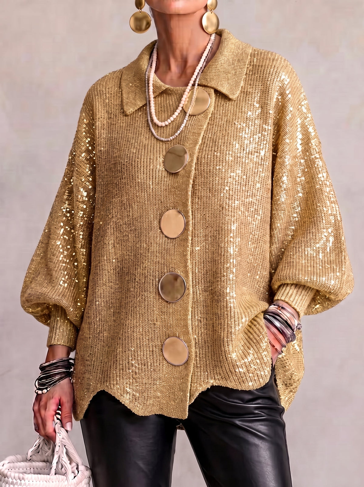 Karin | Cárdigan oversize para mujer con botones dorados