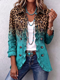 Mercedes | Blazer para Mujer con Estampado de Leopardo Degradado y Volantes