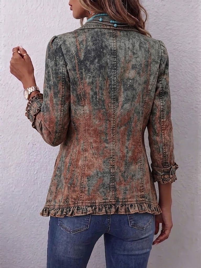 Benita | Chaqueta Texturizada con Efecto Degradado y Volantes para Mujer