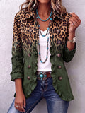 Ramona | Blazer Verde con Estampado de Leopardo y Volantes para Mujer