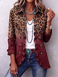 Tomasa | Blazer Burdeos con Estampado de Leopardo y Volantes para Mujer