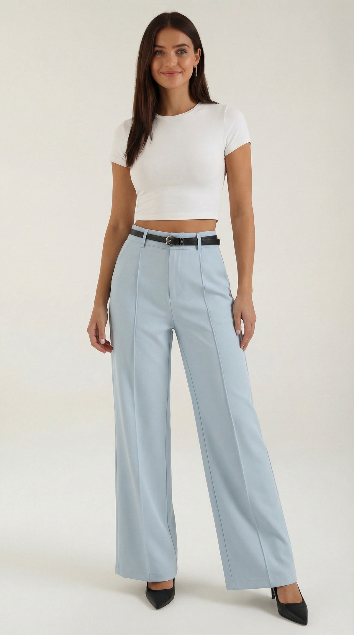 Pantalones de Mujer de Pierna Ancha y Corte Fluido