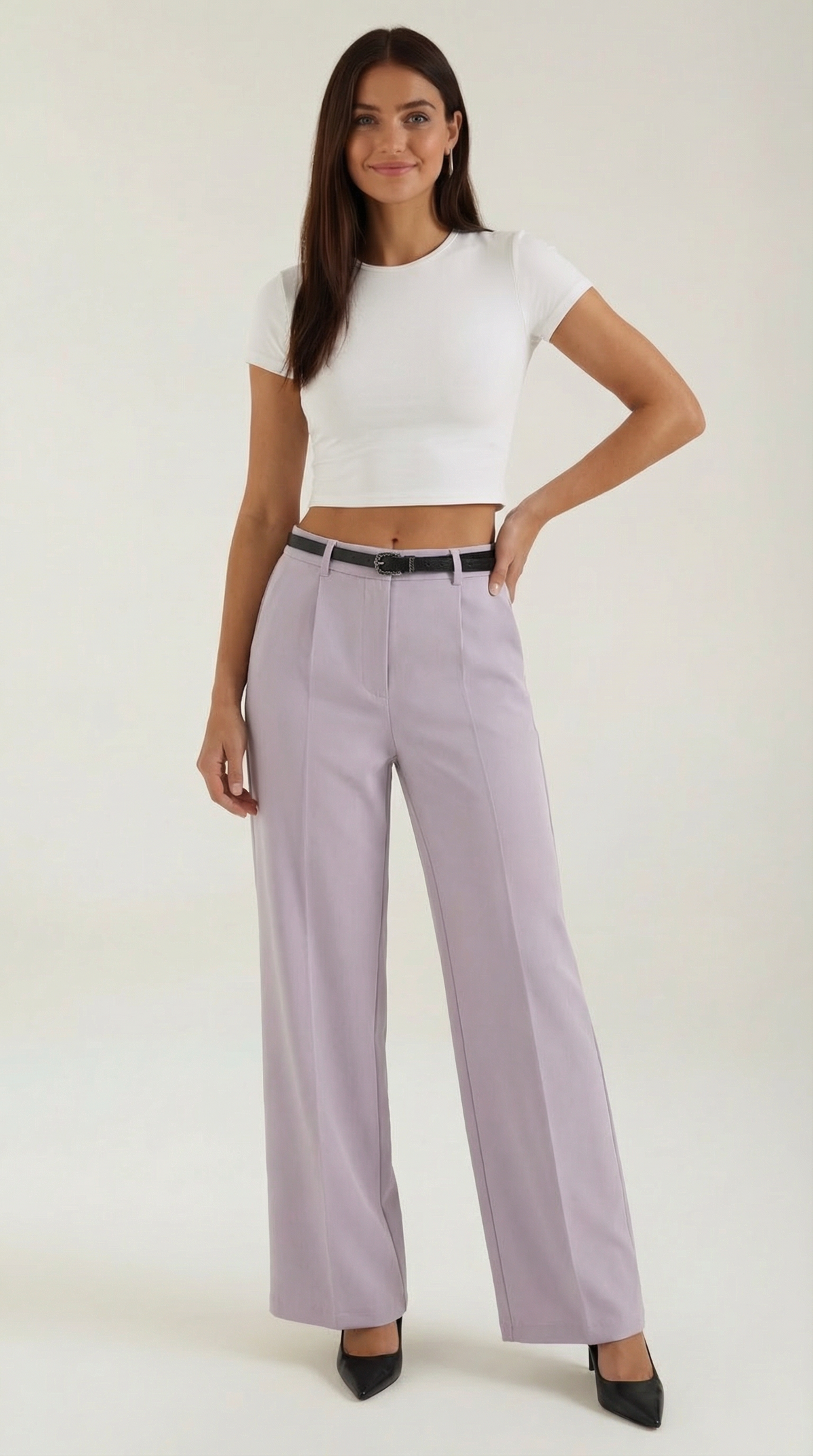 Pantalones de Mujer de Pierna Ancha y Corte Fluido