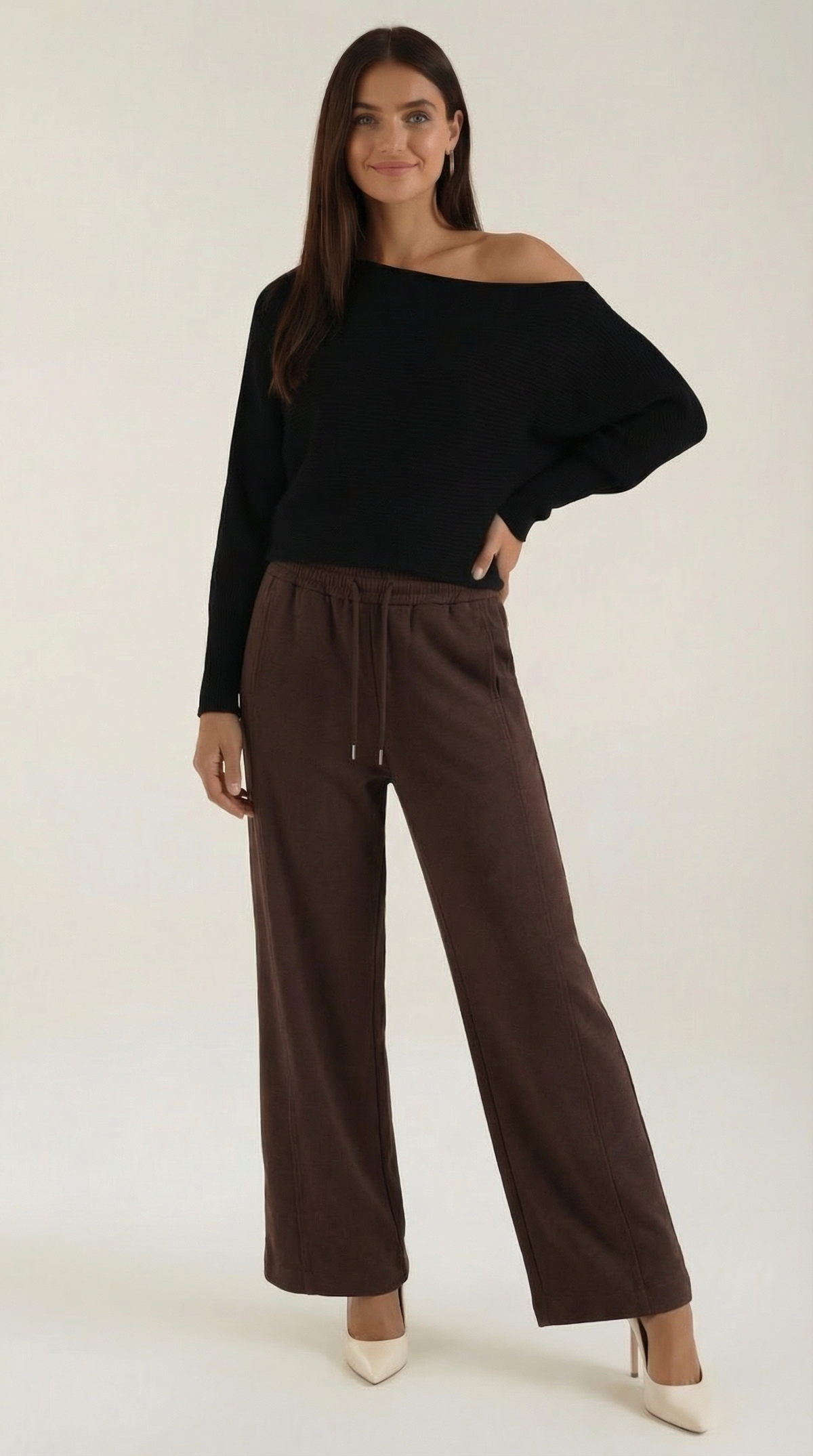 Pantalones de Mujer de Pierna Ancha con Cordón Ajustable