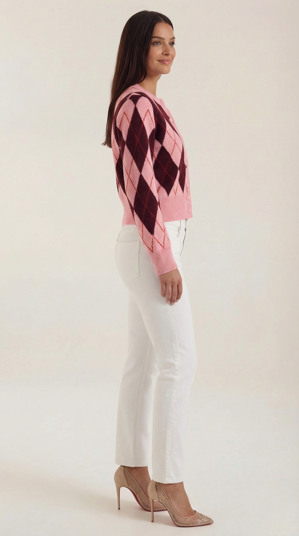 Cárdigan de Mujer de Punto con Diseño Argyle